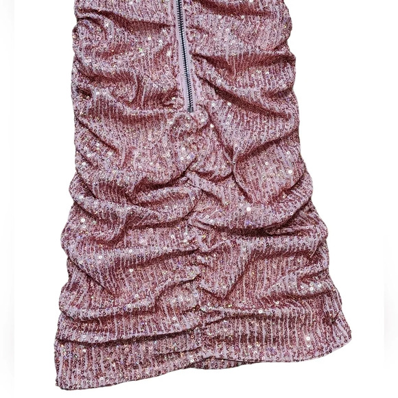 Hello Molly Replay Button Pink Sequin Mini Dress NWT - Picture 11 of 12